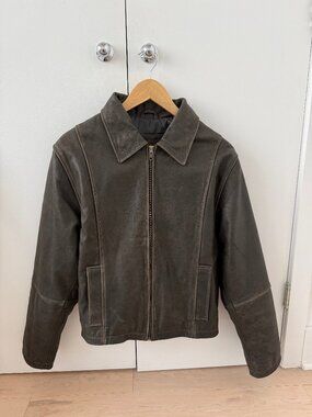 In my element - Mabel Distressed Boxy Leather Jacket